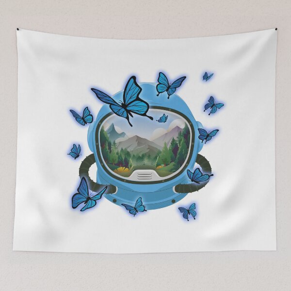 Item preview, Astronaut in space with flowers and butterfly designed and sold by Catsloversdotme.