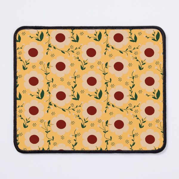 Item preview, Vintage retro Autumn pastel flowers cranberry on yellow designed and sold by Maryann Candito.