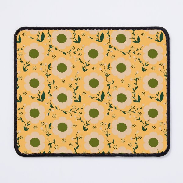 Item preview, Vintage retro Autumn pastel flowers light green on yellow designed and sold by Maryann Candito.