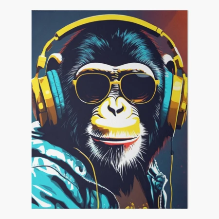 タイムセール 探し方 Monkey Art: Ape Vibing and Headphones with Music to アート・デザイン・音楽