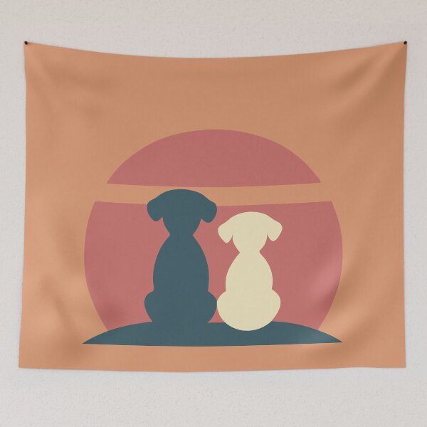 Item preview, Tranquil Sunset Dogs back view Serene relax peaceful vibe designed and sold by JadesignFang.