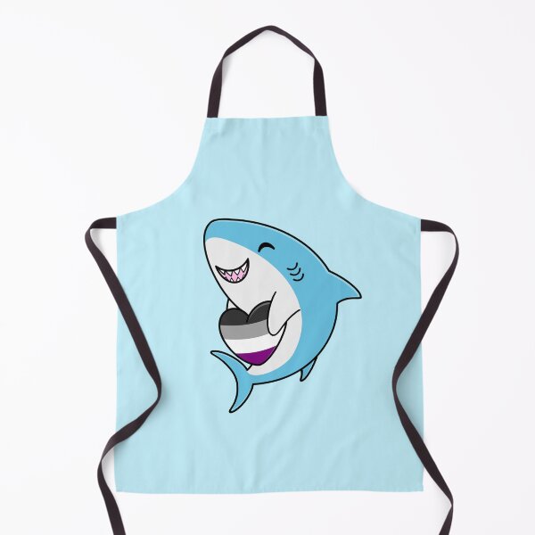 Item preview, Cute Happy Blahaj Blue Shark Holding an Asexual Flag Heart designed and sold by AroAxel.