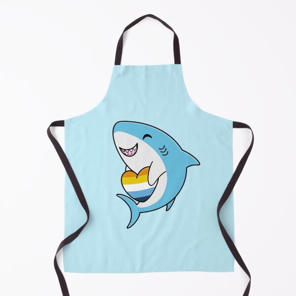 Item preview, Cute Happy Blahaj Blue Shark Holding an Aromantic Asexual Flag Heart designed and sold by AroAxel.