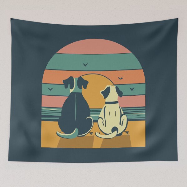 Item preview, Tranquil Sunset Dogs back view Serene relax peaceful vibe designed and sold by JadesignFang.