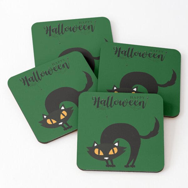 Item preview, Halloween - a black cat with a bent back and yellow eyes designed and sold by esao.