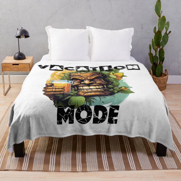 Item preview, Tiki Statue Holding A Beer - Vacation Mode (Black Lettering) designed and sold by VelvetRoom.