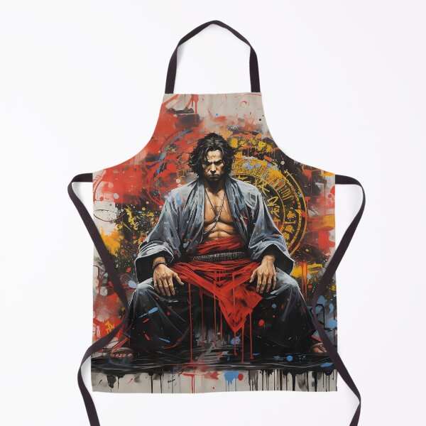 Item preview, Japanese Graffiti Sitting Samurai Hero - Blue/Red/Golden designed and sold by ArtstyleAlchemy.