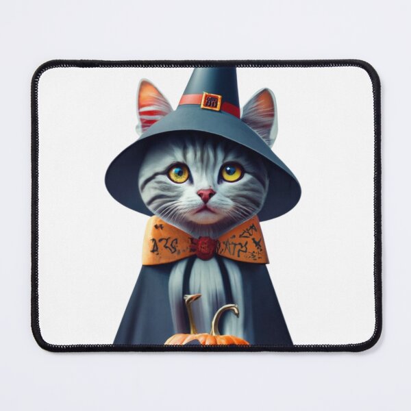 Item preview, Halloween cat with witch wizard hat and pumpkins designed and sold by defabula.
