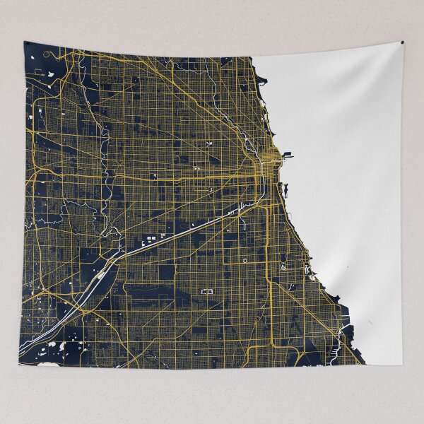 Item preview, Chicago City Map of Illinois, USA - Gold Art Deco designed and sold by deMAP.