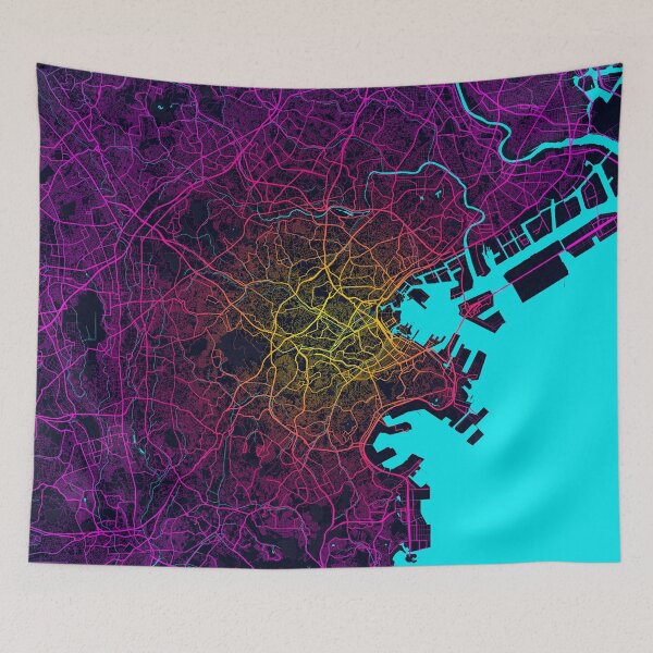 Item preview, Yokohama City Map of Japan - Neon designed and sold by deMAP.