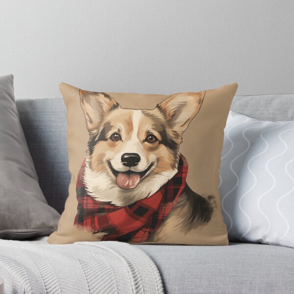 Item preview, Dilute Tricolor Corgi Christmas Plaid Watercolor designed and sold by rafaeltto.