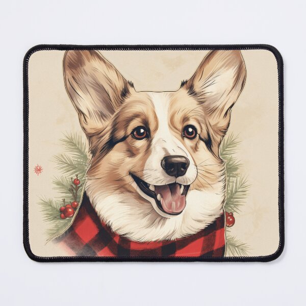 Item preview, Dilute Tricolor Corgi Christmas Plaid Watercolor designed and sold by rafaeltto.