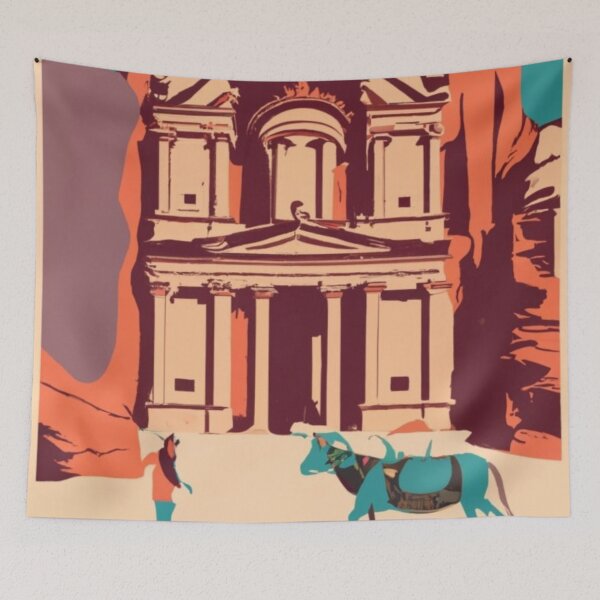 Item preview, A Vintage Travel Art of Petra - Jordan  designed and sold by GoodOldVintage.