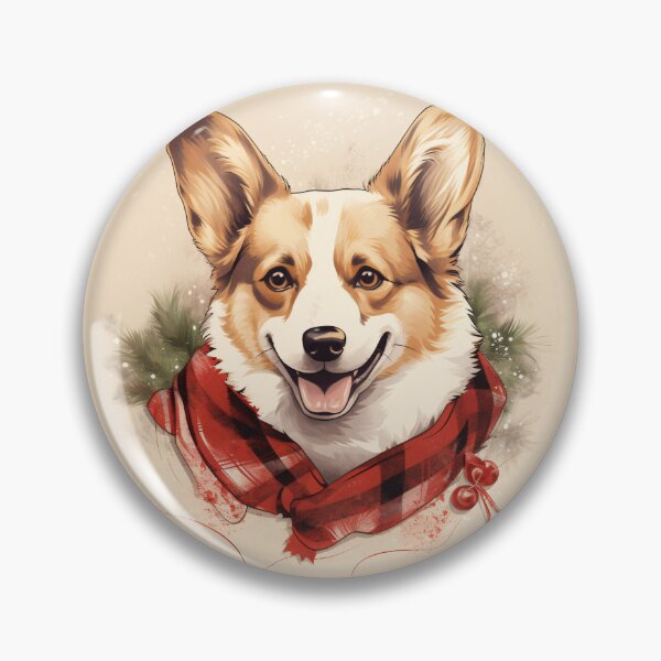 Item preview, Dilute Tricolor Corgi Christmas Plaid Watercolor designed and sold by rafaeltto.