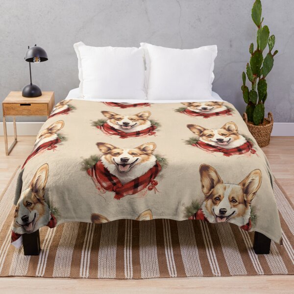 Item preview, Dilute Tricolor Corgi Christmas Plaid Watercolor designed and sold by rafaeltto.