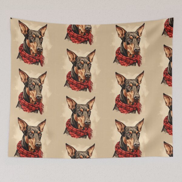 Item preview, Dobermann Christmas Plaid Watercolor designed and sold by rafaeltto.