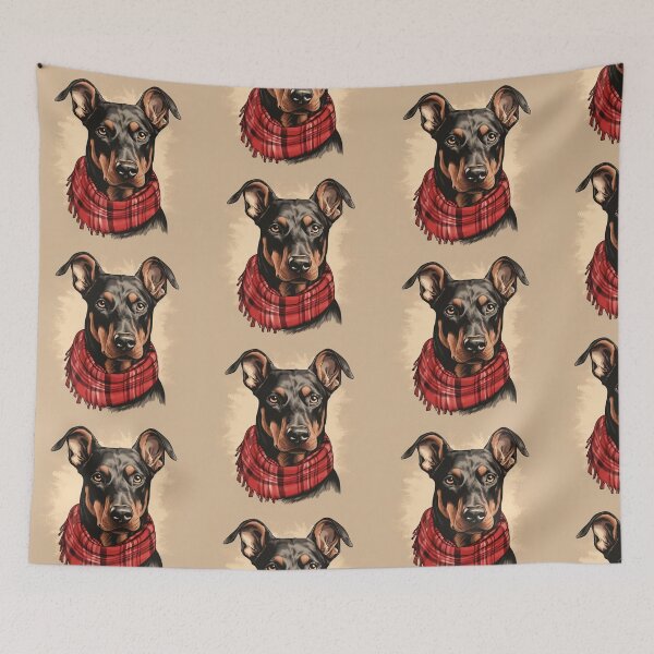Item preview, Dobermann Christmas Plaid Watercolor designed and sold by rafaeltto.