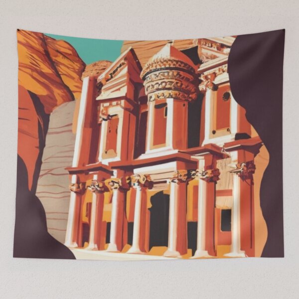 Item preview, A Vintage Travel Art of Petra - Jordan  designed and sold by GoodOldVintage.