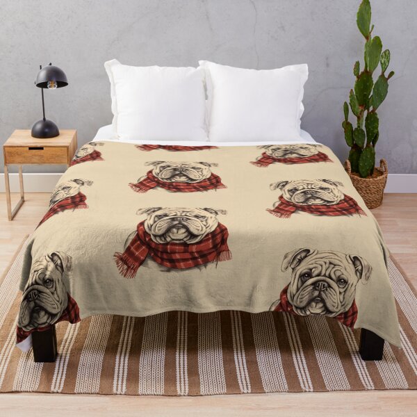 Artikelvorschau, English Bulldog Christmas Plaid Watercolor entworfen und verkauft von rafaeltto.