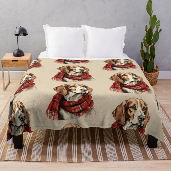 Artikelvorschau,  English Foxhound Christmas Plaid Watercolor entworfen und verkauft von rafaeltto.