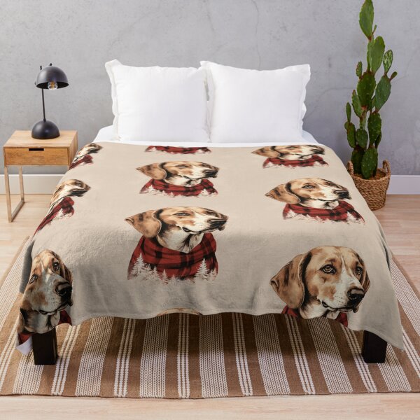 Artikelvorschau, English Foxhound Christmas Plaid Watercolor entworfen und verkauft von rafaeltto.