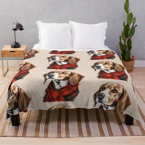 Artikelvorschau, English Foxhound Christmas Plaid Watercolor entworfen und verkauft von rafaeltto.