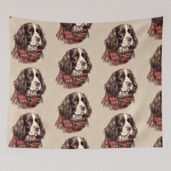 Item preview, English Springer Spaniel Christmas Plaid Watercolor designed and sold by rafaeltto.