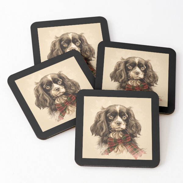 Artikelvorschau, English Toy Spaniel Christmas Plaid Watercolor entworfen und verkauft von rafaeltto.