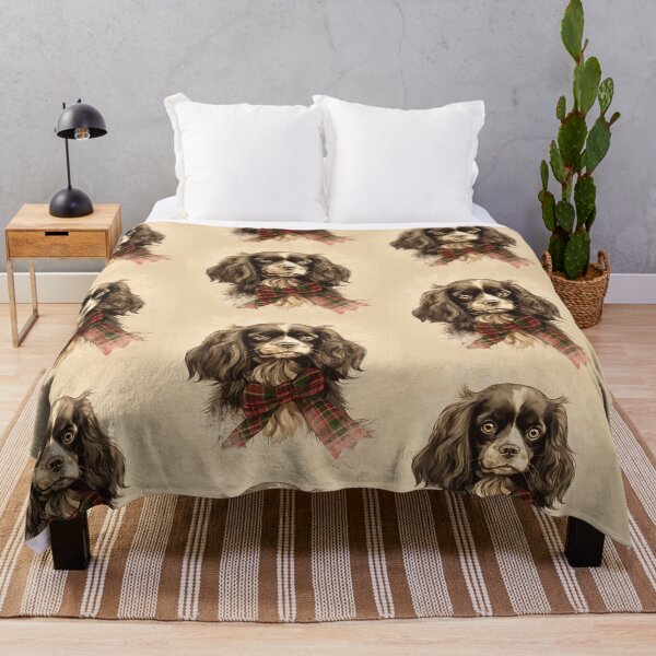 Artikelvorschau, English Toy Spaniel Christmas Plaid Watercolor entworfen und verkauft von rafaeltto.