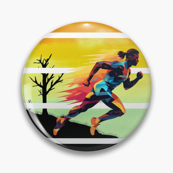 Item preview, Colorful Silhouette of Sprint runner, circular design, sprinter in desert with retro vintage sunset sky behind designed and sold by Moe-Hagag.