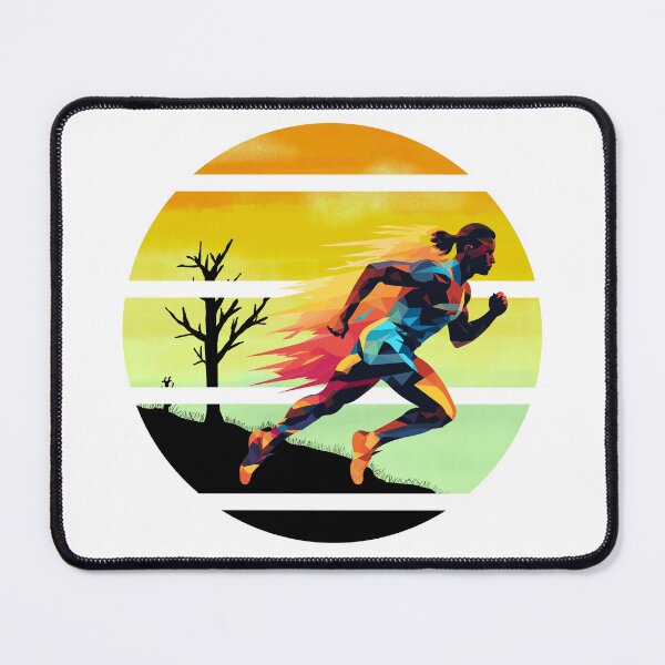 Item preview, Colorful Silhouette of Sprint runner, circular design, sprinter in desert with retro vintage sunset sky behind designed and sold by Moe-Hagag.
