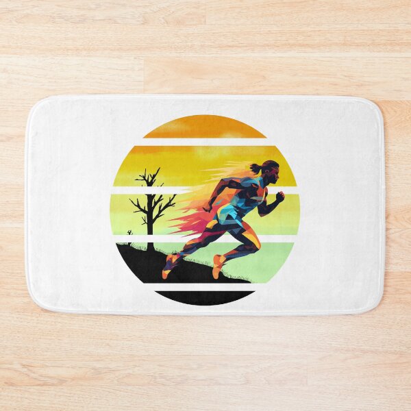Item preview, Colorful Silhouette of Sprint runner, circular design, sprinter in desert with retro vintage sunset sky behind designed and sold by Moe-Hagag.