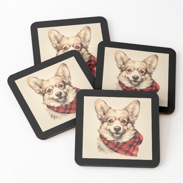 Item preview, Fawn Corgi Christmas Plaid Watercolor designed and sold by rafaeltto.