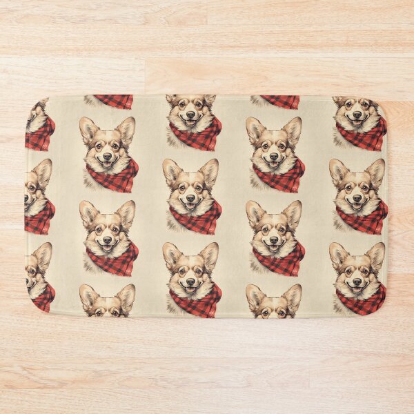 Item preview, Fawn Corgi Christmas Plaid Watercolor designed and sold by rafaeltto.