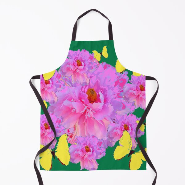 Item preview, ABSTRACT PINK FLOWERS YELLOW BUTTERFIES GREEN GARDEN ART designed and sold by sharlesart.