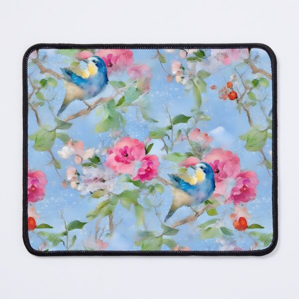Item preview, Blue tit and spring flowers chinoiserie designed and sold by SophieClimaArt.