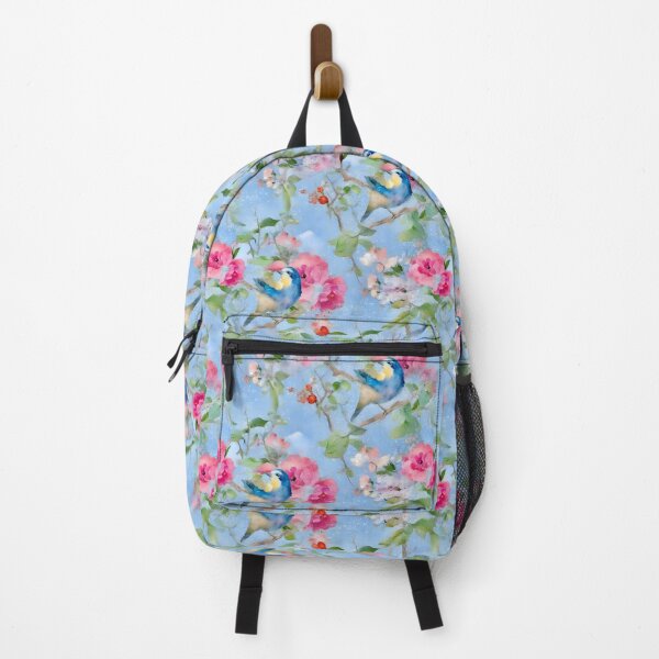 Item preview, Blue tit and spring flowers chinoiserie designed and sold by SophieClimaArt.