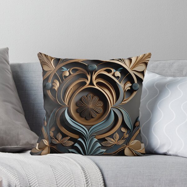Item preview, Intricate Golden & Teal Floral Artwork designed and sold by BrandBespoke.