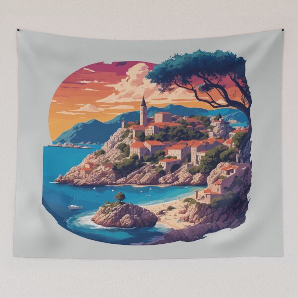 Item preview, Beautiful Sunset Art on the Adriatic Sea - Coastal Theme Beach Scene designed and sold by MindfulVisionz.