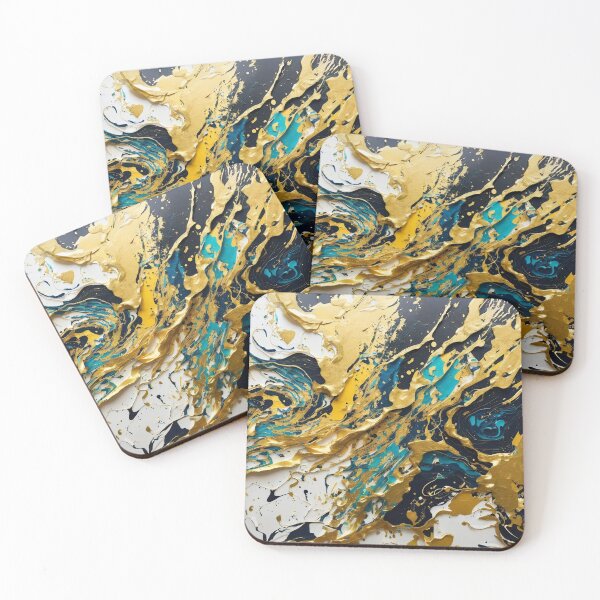 Item preview, Abstract Teal And Gold Paint Splatter Splash Black White Effect designed and sold by Moonsiess.