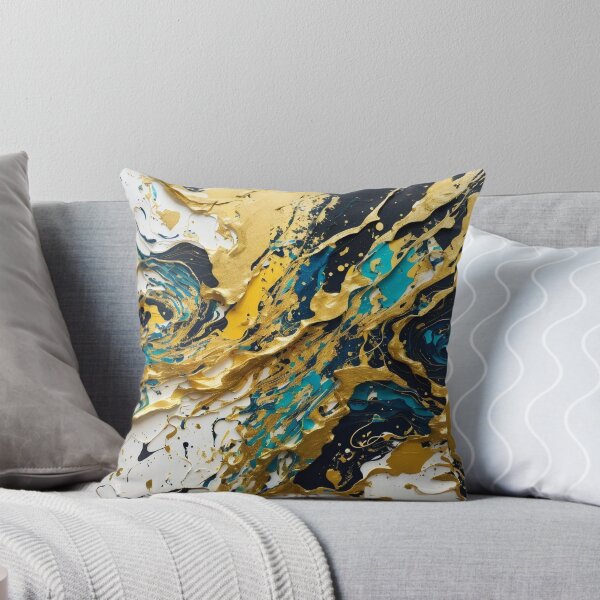 Item preview, Abstract Teal And Gold Paint Splatter Splash Black White Effect designed and sold by Moonsiess.