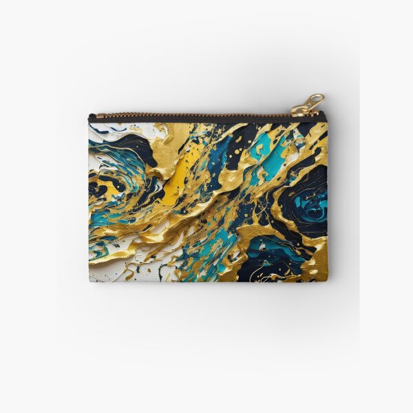 Item preview, Abstract Teal And Gold Paint Splatter Splash Black White Effect designed and sold by Moonsiess.