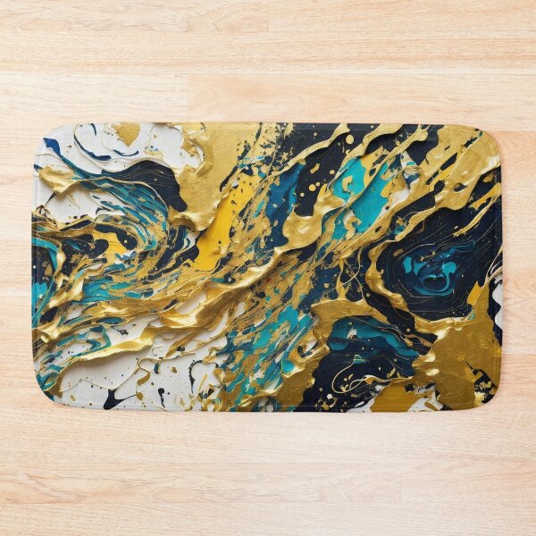 Item preview, Abstract Teal And Gold Paint Splatter Splash Black White Effect designed and sold by Moonsiess.