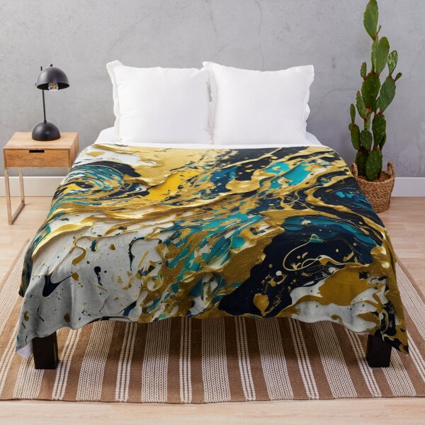 Item preview, Abstract Teal And Gold Paint Splatter Splash Black White Effect designed and sold by Moonsiess.