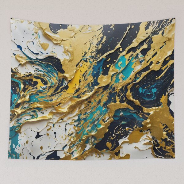 Item preview, Abstract Teal And Gold Paint Splatter Splash Black White Effect designed and sold by Moonsiess.