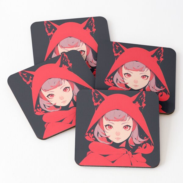 Artikelvorschau, Rote Kapuzen-Anime-Mädchen-Wolfsohren entworfen und verkauft von SweetClicks123.