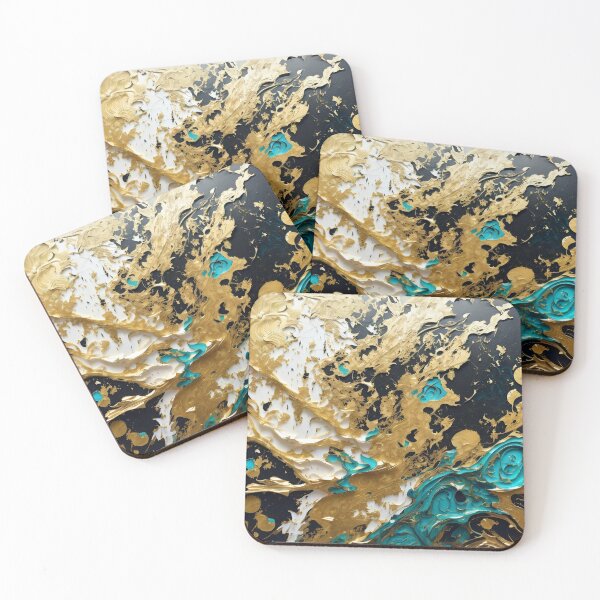 Item preview, Abstract Teal And Gold Paint Splatter Splash Black White Texture designed and sold by Moonsiess.
