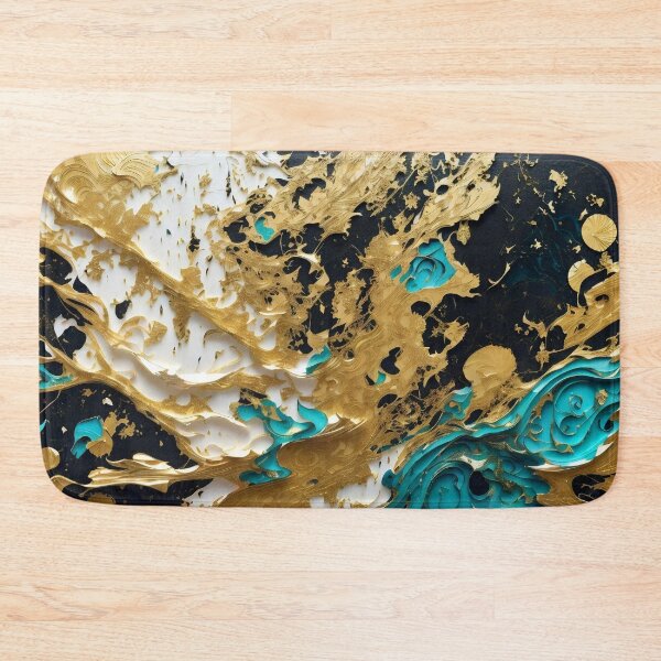 Item preview, Abstract Teal And Gold Paint Splatter Splash Black White Texture designed and sold by Moonsiess.