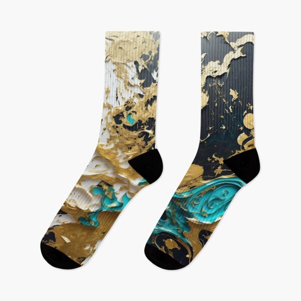 Item preview, Abstract Teal And Gold Paint Splatter Splash Black White Texture designed and sold by Moonsiess.