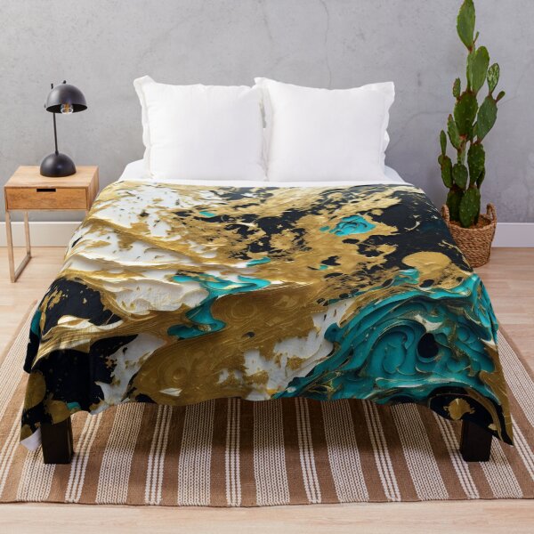 Item preview, Abstract Teal And Gold Paint Splatter Splash Black White Texture designed and sold by Moonsiess.